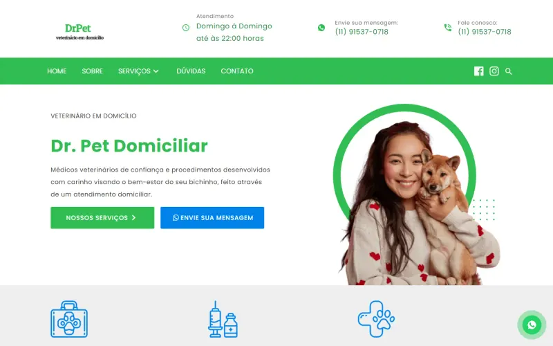 Site desenvolvido para Dr. Pet Domiciliar