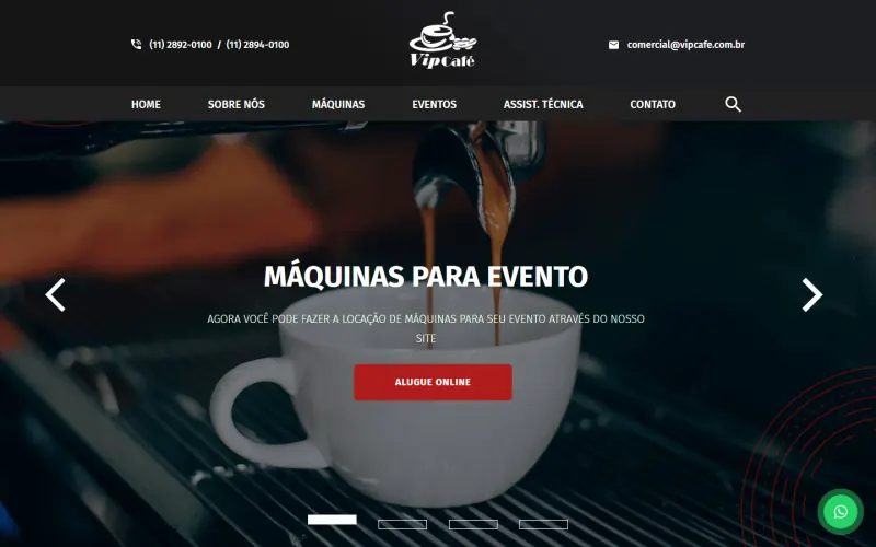Site desenvolvido para Vip Café